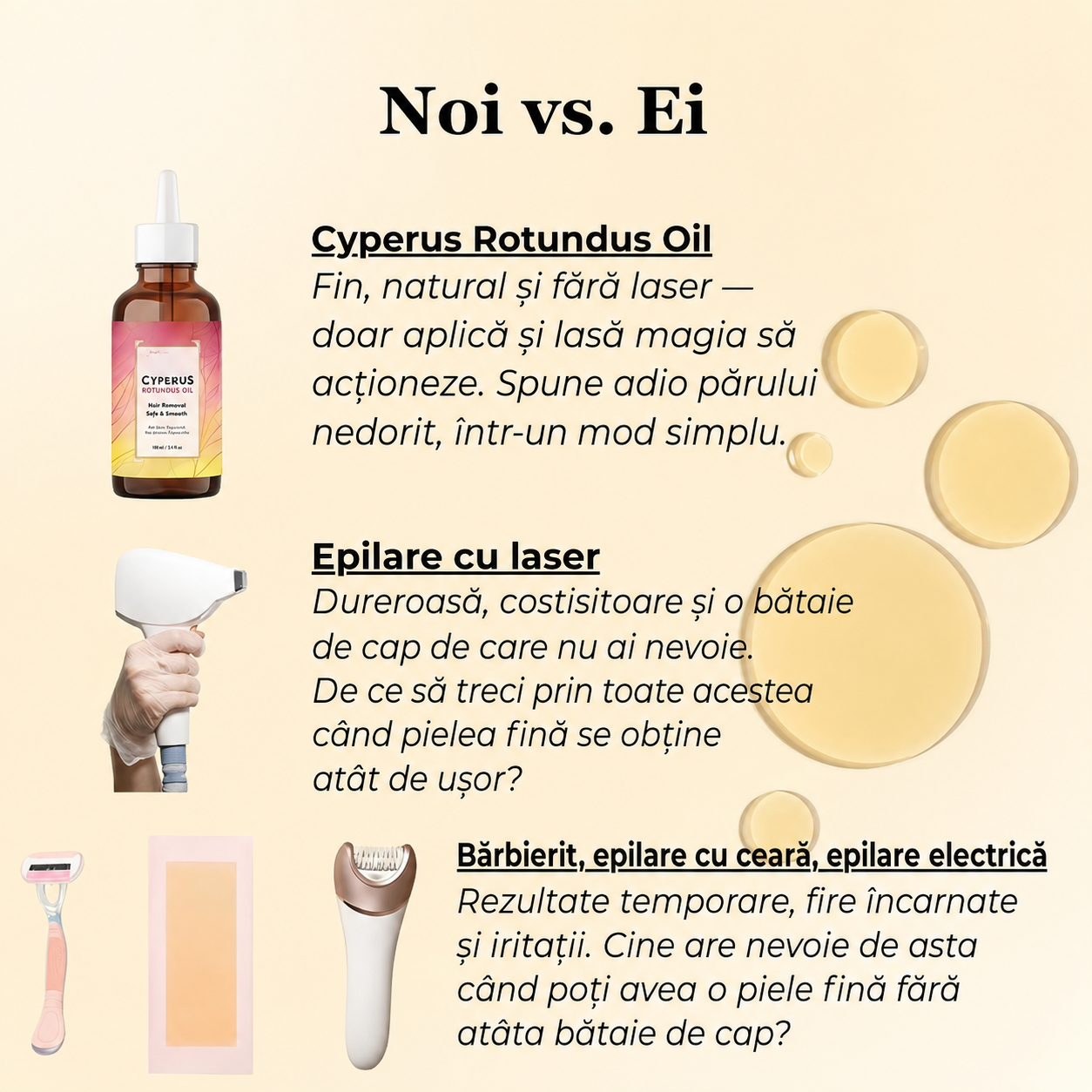 Ulei Natural pentru Îndepărtarea Părului